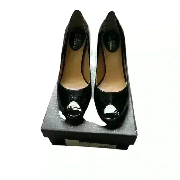 Cole Haan Collection Carma Black Patent Leather Peep Toe Pumps Sz 8.5 - Picture 3 of 5